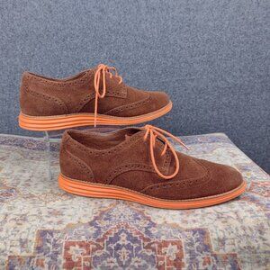 Cole Haan Lunargrand Womens Size 8 Brown Orange Casual Wingtip Oxford Shoes